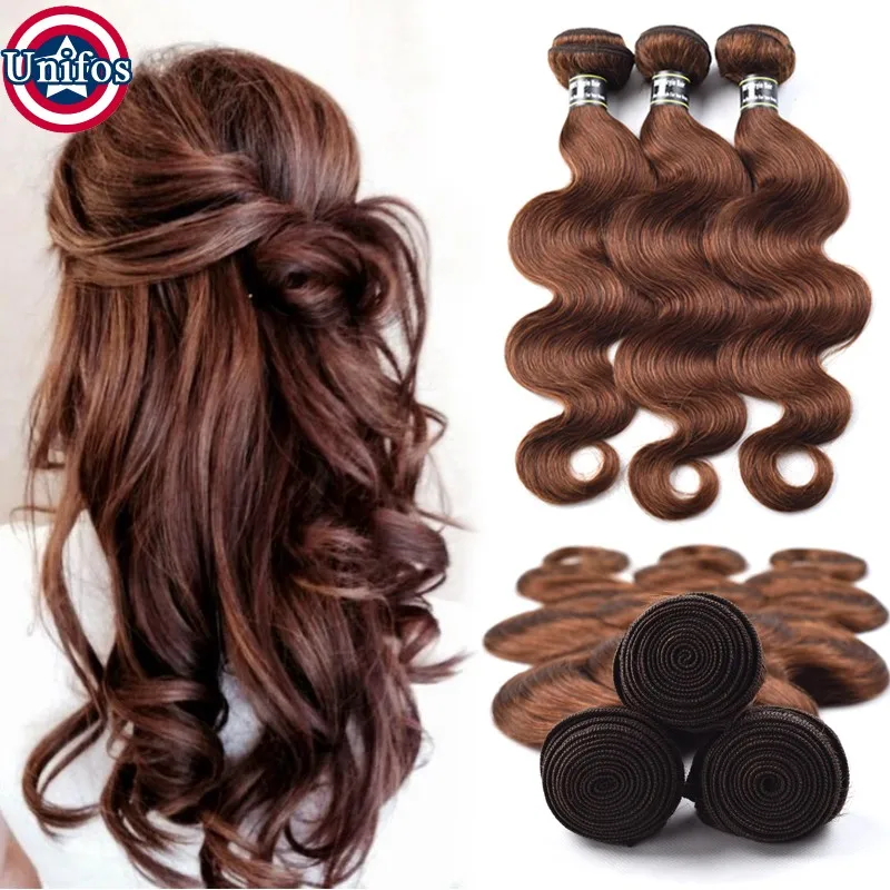 Brown Brazilian Body Wave Virgin Hair Color 4 Chocolate Hair Weave