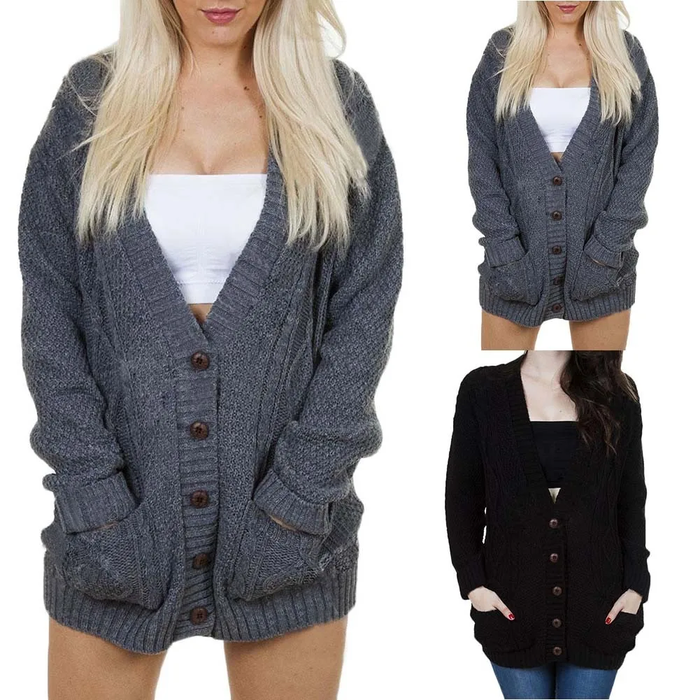 Woman's black grey cardigan Bat Sleeve Knitting Sweater Easy Loose Coat V Lead Woman coat jacket |