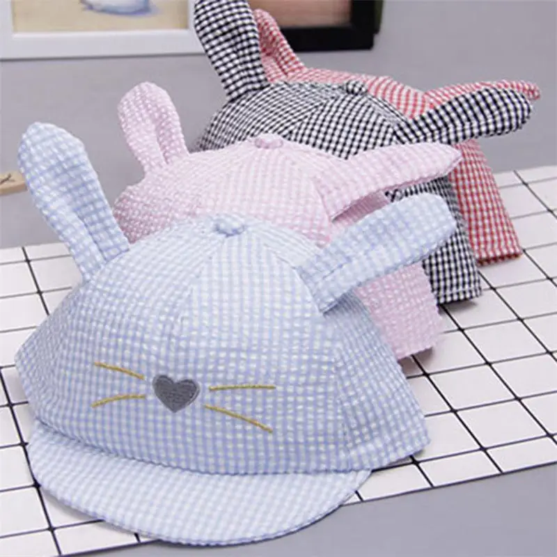 Дети унисекс девочки мальчики милые для младенцев Beanie Bongrace шляпа фуражка Полосатый кот Твердые уши вышивка Лето Весна Sunhat