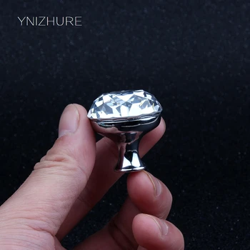 

Hot 10Pcs/ Lot 30mm Clear Diamond Shape Crystal Glass Furniture Drawer Cabinet Pull Handle Knob Free Shipping High Quality