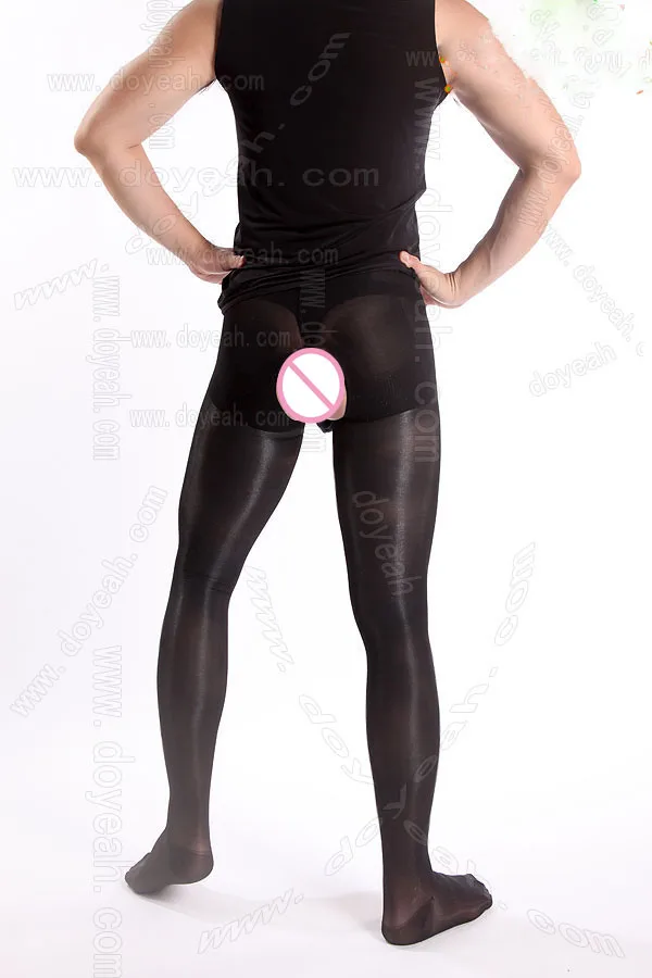 men's pantyhose 120D thick real hell design breathable open fork pressure thin leg stockings plus size underwear