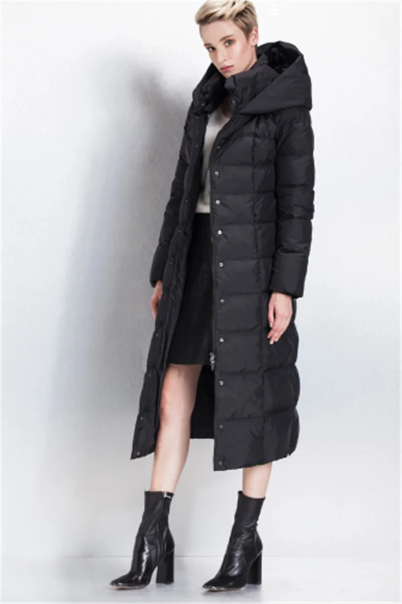 Приталенное зимнее женское пальто размера плюс,, толстая пуховая парка, длинное пальто, теплая зимняя куртка, женские пуховики и парки FYY008 - Цвет: black 1