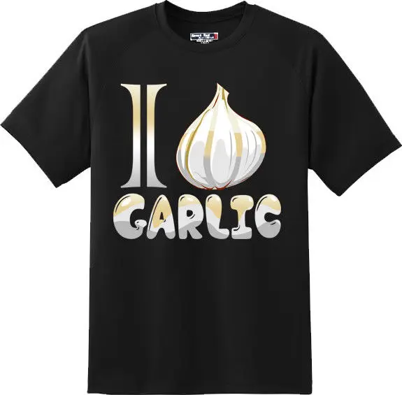 Spring High Elastic Cotton New Funny Brand Clothing Funny I Love Garlic Food Cooking T Shirt New