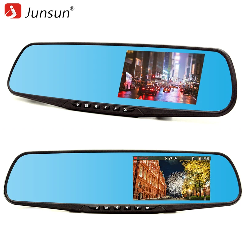 Junsun Car DVR dual camera Full HD 1080P Video Recorder Rearview Mirror With Rear view Automobile DVR Mirror Dash cam car dvrs
