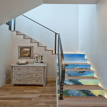 

6 Pcs/Set Beautiful Blue Sea Gulf DIY Steps Sticker Removable Stair Stickers Home Decor Landscape Creative Home Decoration Hot