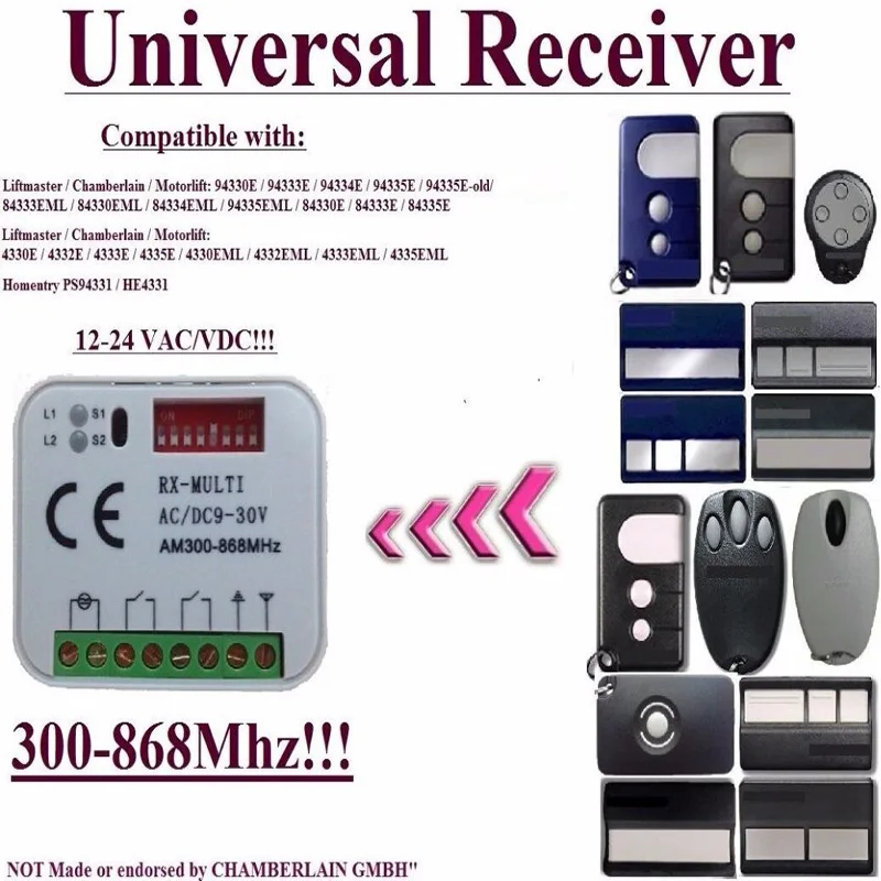 

Universal receiver Compatible with Motorlift / HOMENTRY/chamberlain 433,92Mhz Remote control