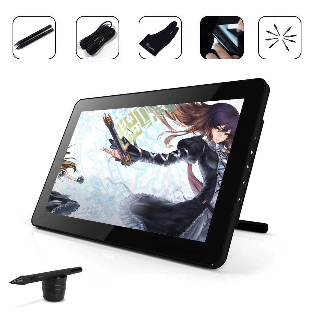 

UGEE HK1560 15.6'' 5080LPI HD 1080P 178 Degree IPS Screen Drawing Tablet Graphics Monitor Display W Adjustable Holder 2048 Level
