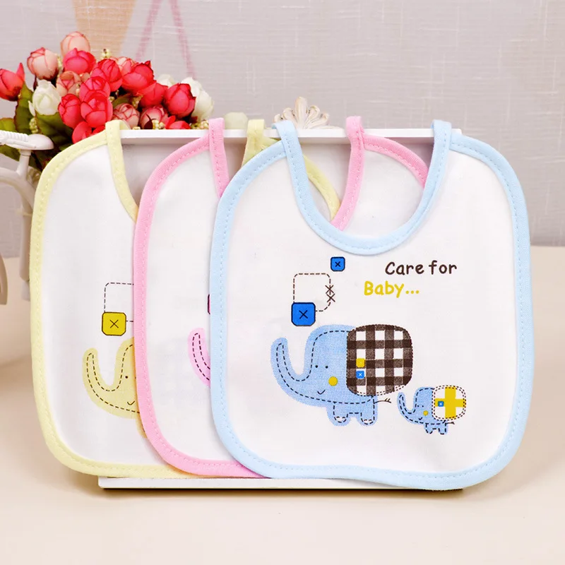 ideacherry 1 PCS Newborn Waterproof Cotton Baby Bibs Elephant Cartoon Saliva Towel Feedin Bibs Stuff Burp Letter Baby Bandana