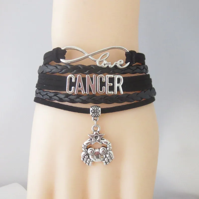 

Handmade Vintage Infinity Love 12 Constellation Aries Taurus Gemini Cancer Virgo Scorpio Pisces Zodiac Sign Leather Bracelet