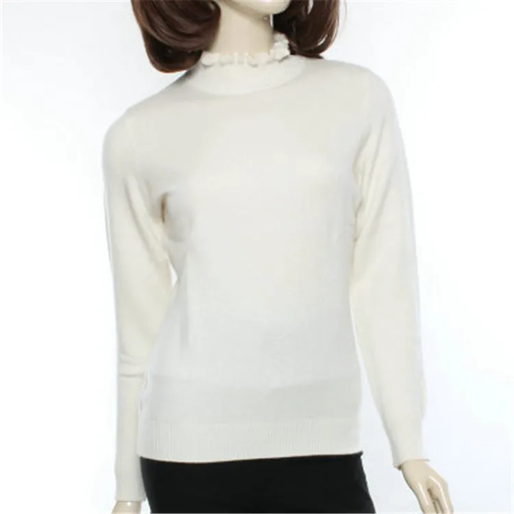 100% козья кашемир половина высокий rufffled воротник плотного трикотажа женщин Модный пуловер свитер 3 вида цветов XS-3XL Розничная mix Оптовый