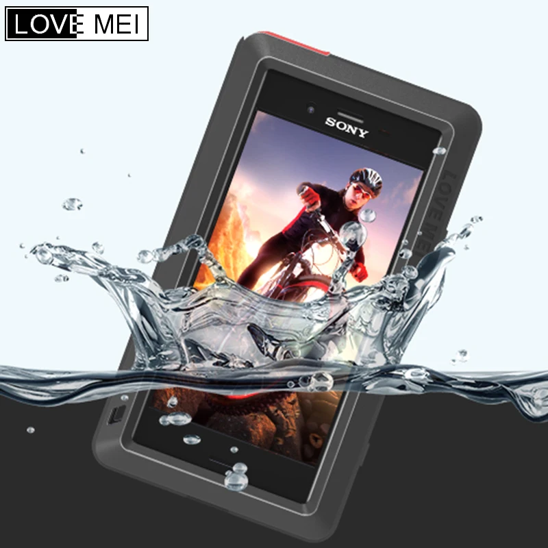 

LOVE MEI FOR SONY Xperia XZ XZ1 XZ3 XZs Premium XZ2 Compact Case Aluminum Metal TPU Hybrid Waterproof Shockproof Armor Cover