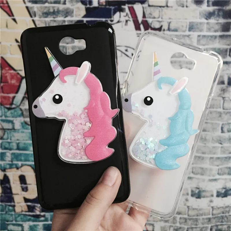 

3D Unicorn Quicksand Liquid Soft Silicone Case for Huawei Y7 Phone Cover Cartoon Diamond Funda Para