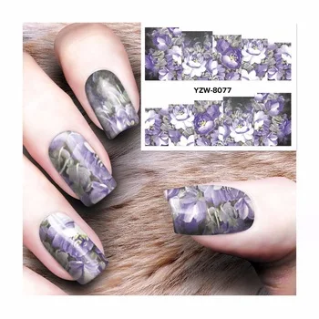 YZWLE 1 Sheet Gothic Blooming Flower Nail Art Water Decals Transfer Sticker Decorations Tool 8077