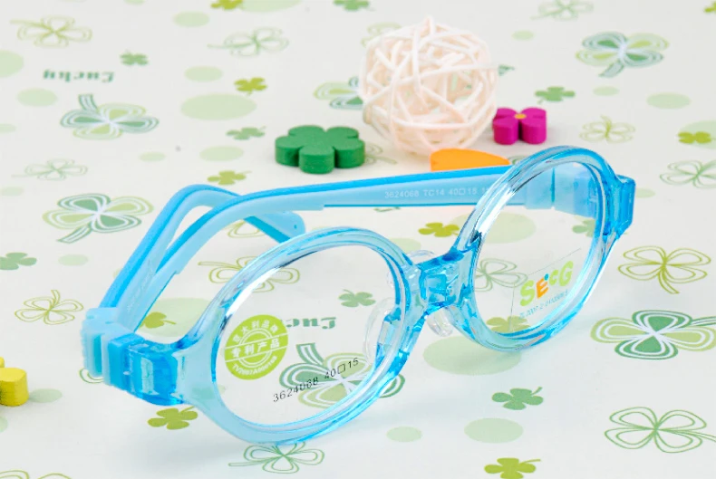 SECG детские круглые милые гибкие Детские рамки мягкие сверхлегкие съемные детские оправы Силиконовые носовые упоры диоптрийные очки