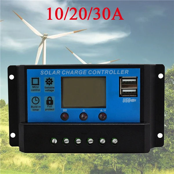 

10/20/30A USB Solar Panel Battery Regulator Charge Intelligent Controller 12/24V