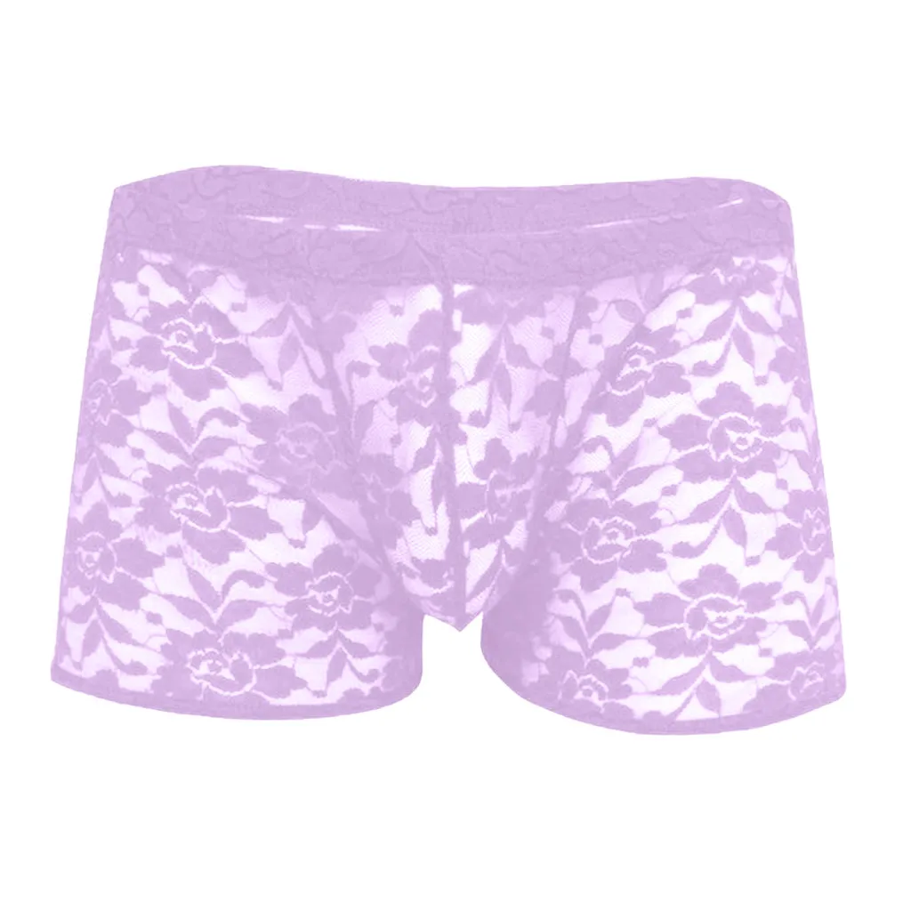 Pink Модное сексуальное мужское нижнее белье, мужское Розовое Кружевное сексуальное нижнее белье, мужское нижнее белье, мужские боксеры, мужские трусы для мужчин - Цвет: Pink