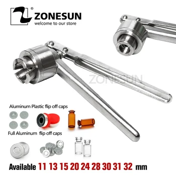 

ZONESUN Manual Stainless Steel Vial Crimper 20mm Plastic Flip Off Cap Hand Sealing Machine Crimping Tool Bottle Capping Capper