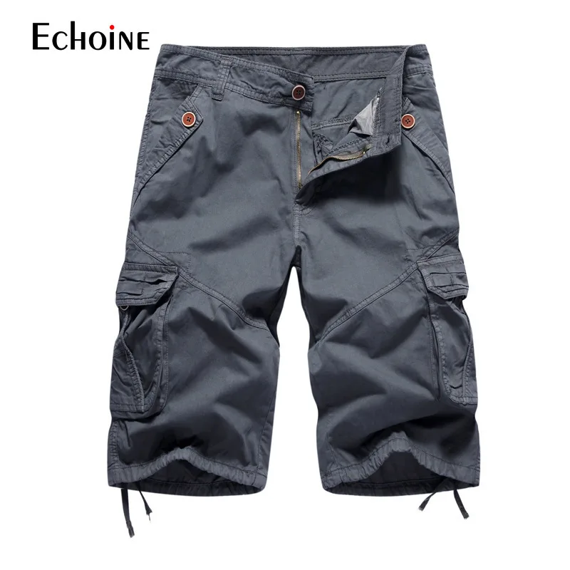 

Mens Casual Multi-Pockets Cotton calf-lenght pants 2019 new Summer work clothes men Short Cargo Pants Plus Size Brand