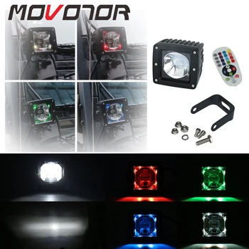 

3x3 Inch 18W Flood Pods Cube Offroad Fog Lights Remote Control RGB Backlight Led Spotlight Work Lamp for Jeep Vehicles 4WD 1Pcs