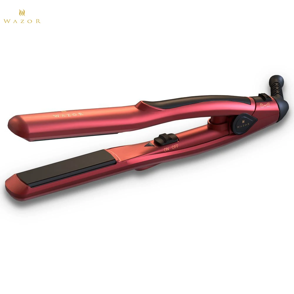 

Wazor Mini Hair Flat Iron 4/5" Titanium Hair Straightener with Dual Voltage for Travel Red
