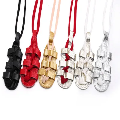 

New Fashion Newborn Infant Baby Girls Genuine Leather Shoes Long Bandage Sandals Summer Flat Shoes Toddler Shoes Roman Style