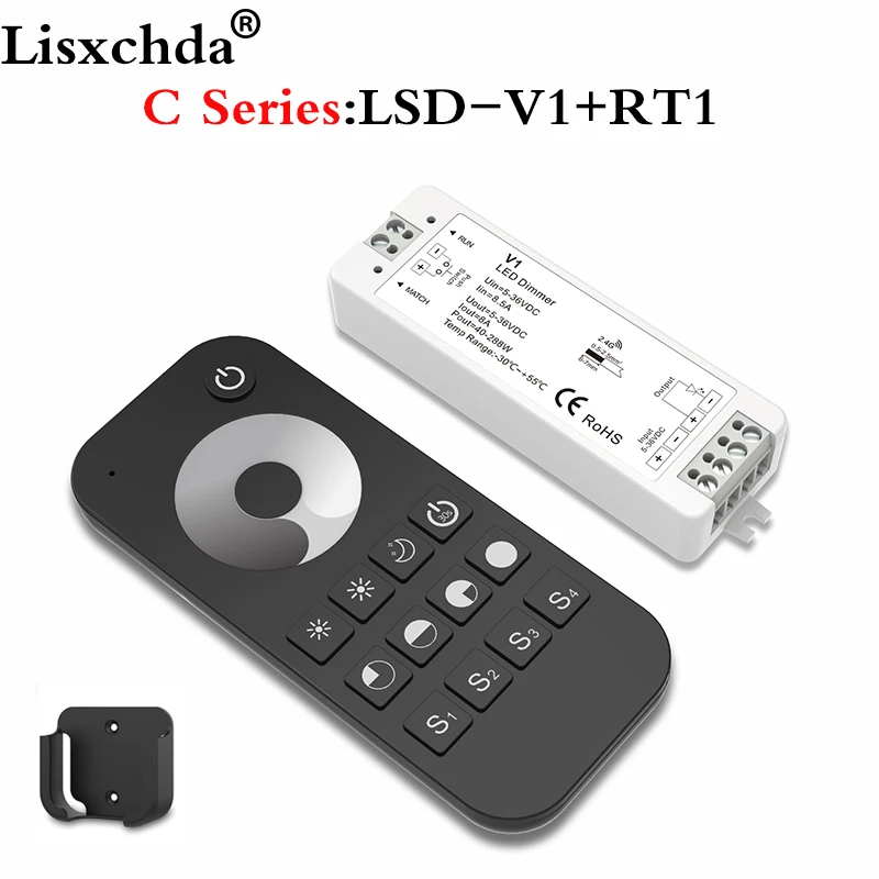 Lisxchda светодиодный диммер 12 V 5 24 36 8A PWM Беспроводной регулятор яркости