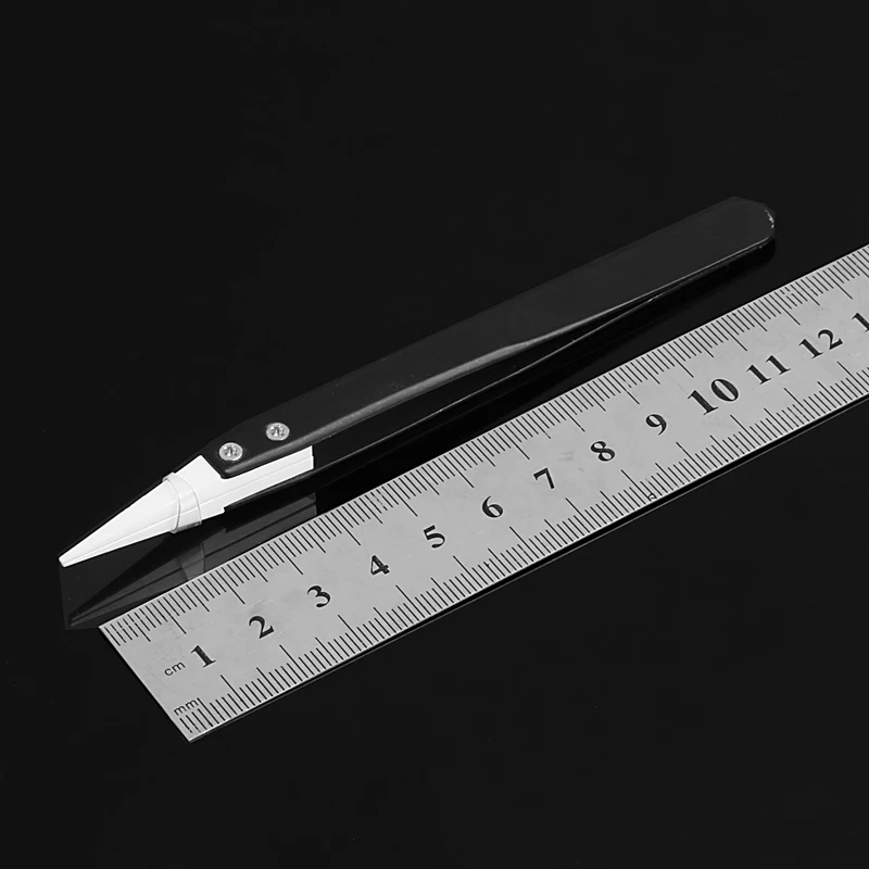 1PC Ceramic Tips Tweezers Stainless Steel Handle Straight Aimed Tweezers for Coils