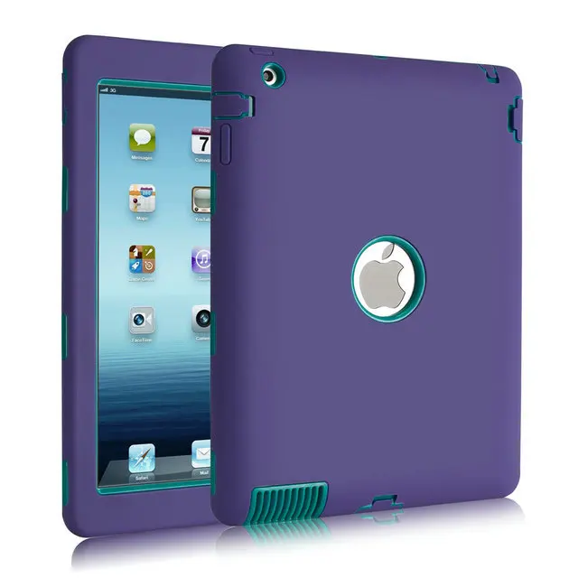 Для Apple iPad 2 iPad 3 iPad 4 Чехол Amor чехол сверхпрочный Силиконовый противоударный защитный чехол для iPad2 3 4 защитная пленка для экрана - Цвет: purple blue