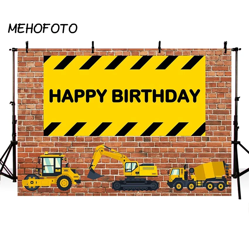 Mehofoto Construction Theme Birthday Background Photography Party