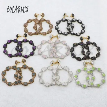 

Wholesale Fashion Big Flower shape jewelry earrings mix color abalone stone earrings with stone earrings gift for lady 4838