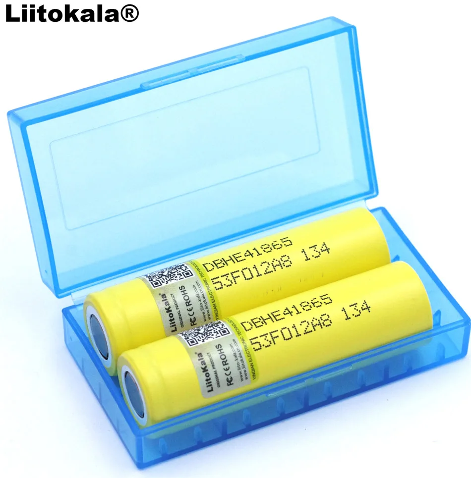 2 шт Liitokala HE4 2500 mAh литий-ионная 18650 Батарея 3,7 V аккумуляторная батарея 20A разряда+ коробка для хранения