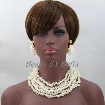 

Fabulous White African Coral Beads Wedding Party Jewelry Set Real Coral Jewelry Costume Bridal Necklace Set Free Shipping ABL205