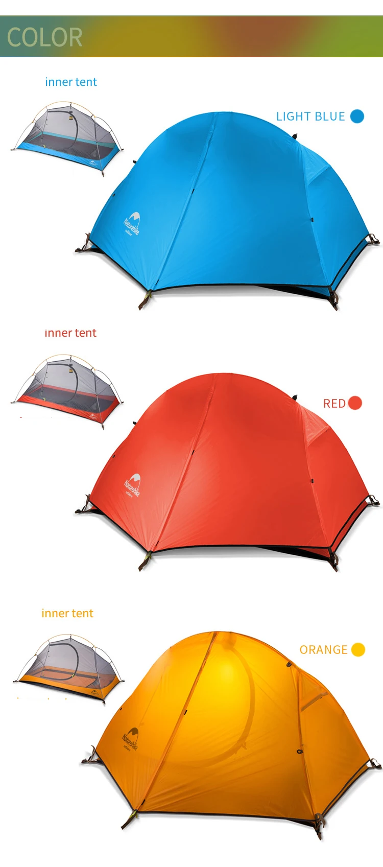 t para 1 Naturehike Mochila Ciclismo Tenda Ultraleve 20d e 210 Pessoa Nh18a095 d 7 t para 1 pessoa 4 temporada ultraleve
