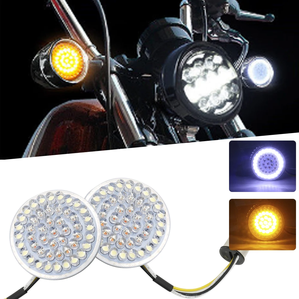New Motorcycle Turn Signal Indicator Light Lamp 1157 LED Inserts Light with Halo for Harley Sportster Electra Glide Dyna FLSTF (10)