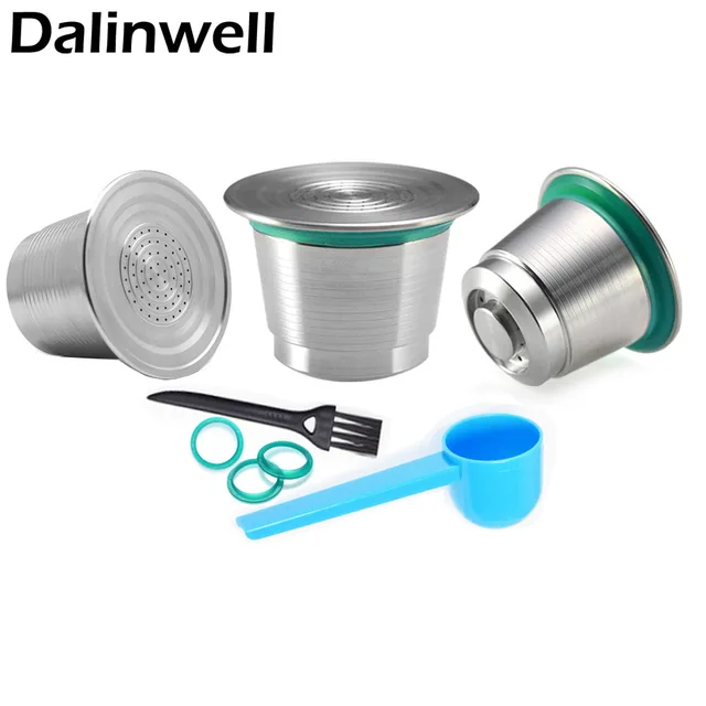 Best Price 3PCS Refillable Tasse Nespresso Inox Empty Capsules Stainless Steel Reusable Filter Cup Rechargeable Inoxidable Coffee Pod Taza 