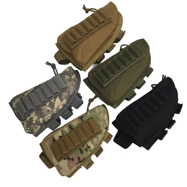 

Tactical Rifle Shotgun Buttstock Cheek Rest Rifle Stock Ammo Shell Nylon Magazine Molle Pouch Holder Tan