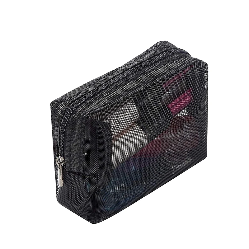 Черная сетчатая сумка для макияжа прозрачная сумка на молнии дорожная косметическая и туалетные принадлежности Органайзер сумки упаковка
