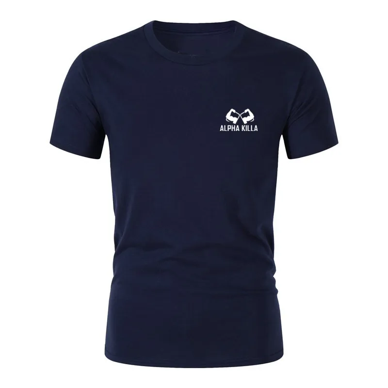 

T-shirt Summer ALPHA KILLA printing Short Sleeve Round Collar New Solid Color Casual Slim Fit T-shirt Men's Clothing Men's tops