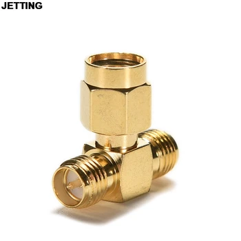 

JETTING Triple 1M2F Adapter RP.SMA jack male to 2 RP-SMA plug female T RF connector FM 1PC Drop Shipping