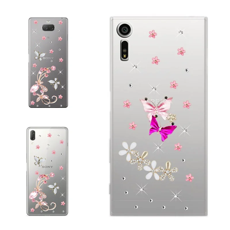 Чехол для телефона Sony Xperia XZ XZS XZ1 XZ2 Compact XZ3 XA2 10 Plus XA Ultra E4 L3 L1 Бабочка цветы блестящий