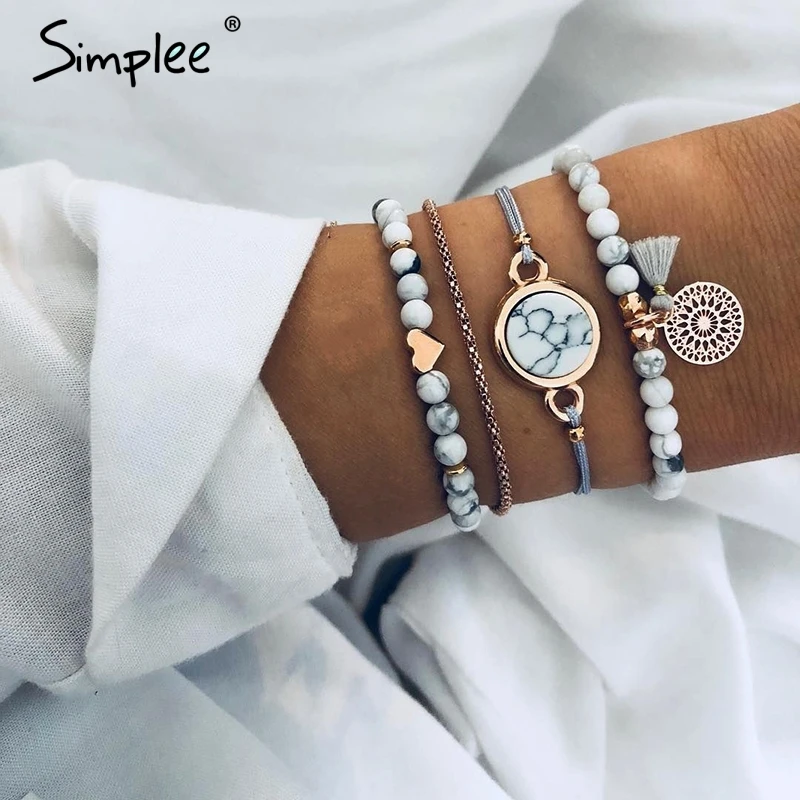 Женский многослойный браслет из бисера Simplee Женская модные металлические