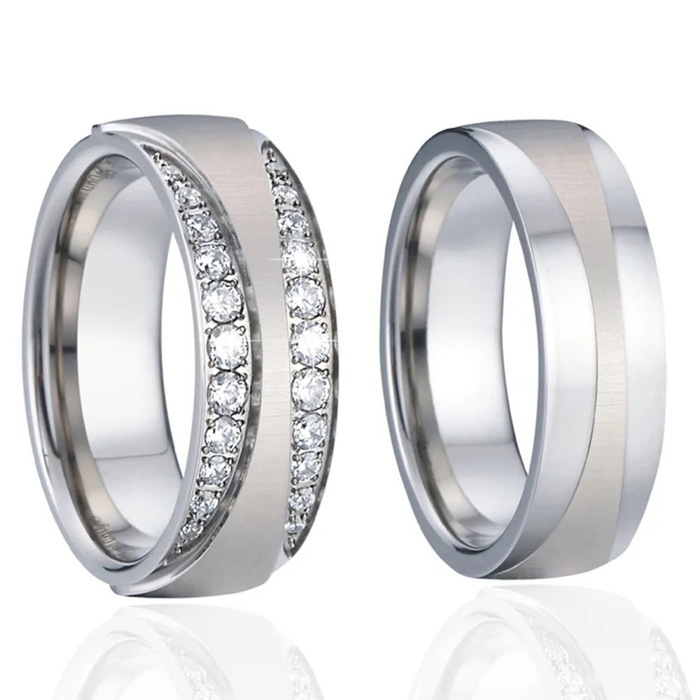 Обручальные кольца Alliance, серебряный цвет, титановые Ювелирные изделия из нержавеющей стали, обручальные кольца для пар, набор для мужчин и женщин, не ржавеют/выцветают