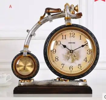 

European Style Clock Living Room Retro Bench Clock Creative Bicycle Clock Decoration