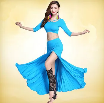 

Newest!! Belly dance costume set fashion top+skirt 2pcs/suit for women belly dance wear 6colors M, L, XL 1007+3011