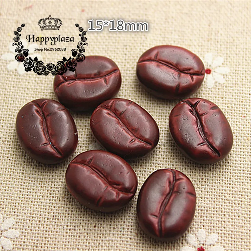 

10pcs 15*18mm Cute 3D Resin Simulation Coffee Bean Food Art Flatback Cabochon DIY Craft Decoration