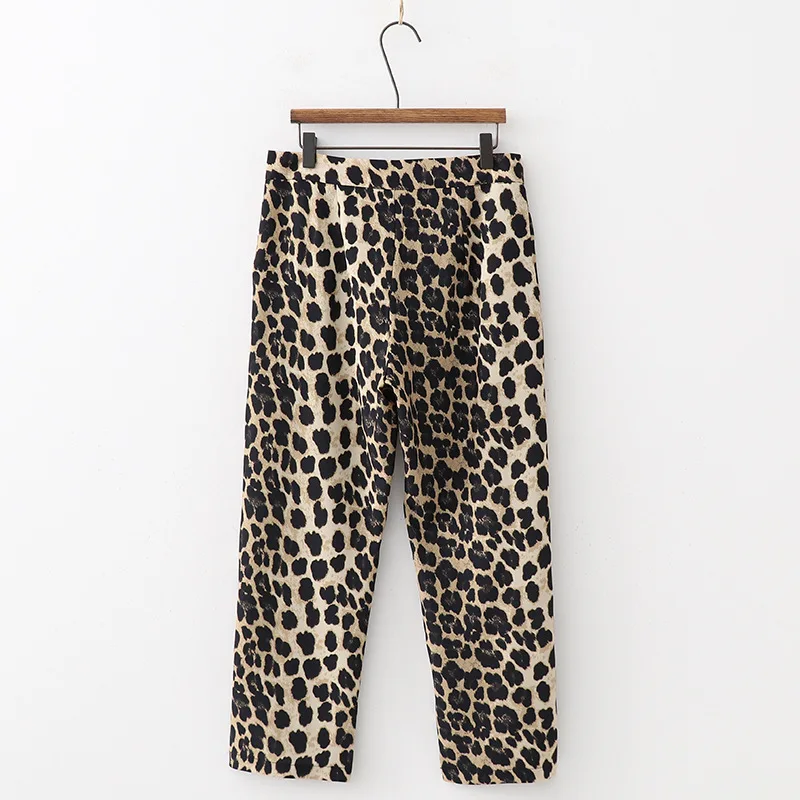Leopard Print Patchwork Pants New Autumn Winter 2018 Straight High