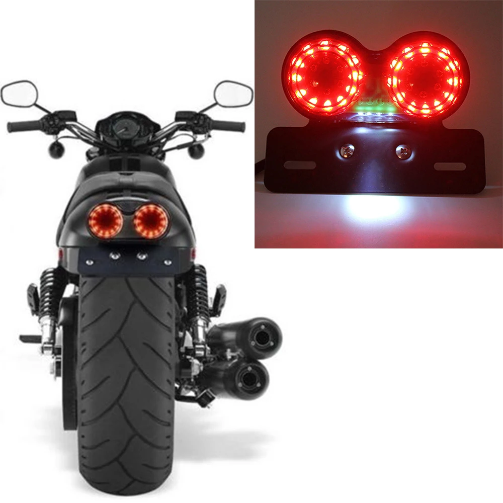 12V светодиодный мотоциклов хвост светильник стоп двойной задний стоп-сигнал поворота светильник мотоцикл тормозных задние лампы светильник Racer Стиль