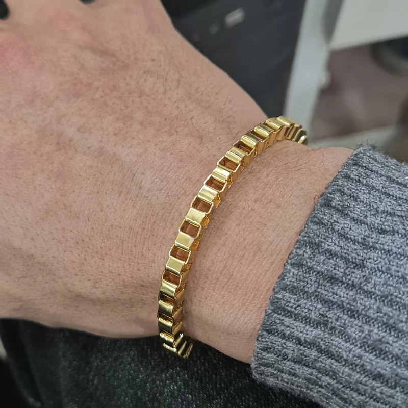 

Gold Color Box Chain Bracelets For Women Charm Bracelet Link Bracelets & Bangles