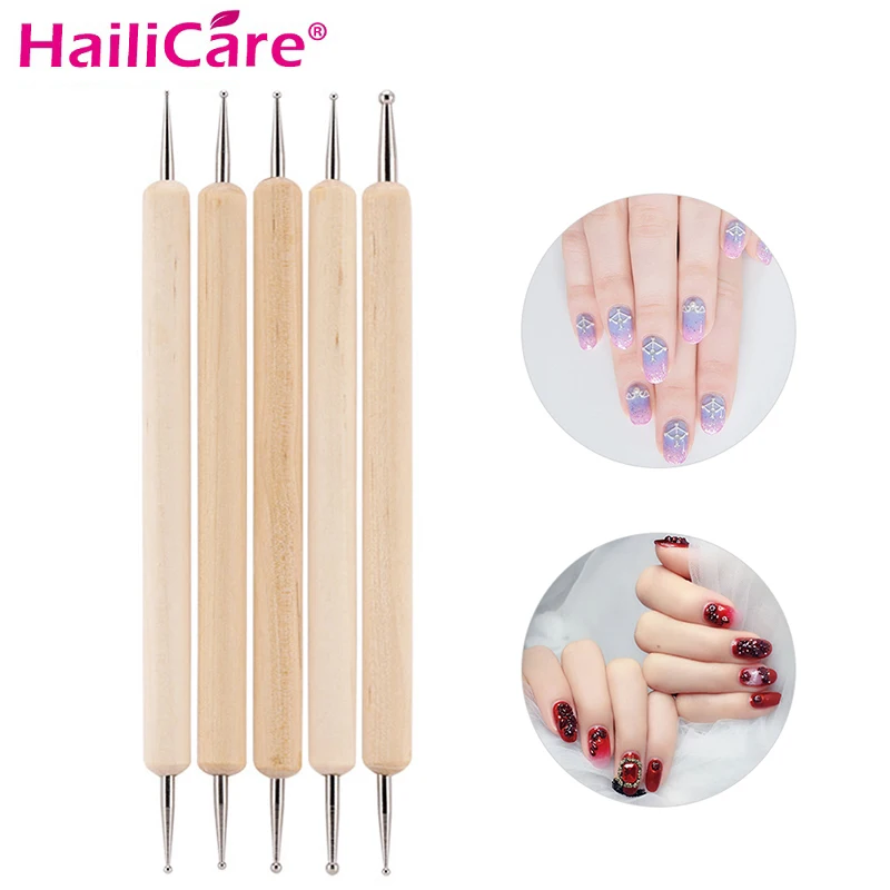 

5 pcs/set 2 Way Wooden Nail Art Dotting Pen Arrange Design Tools Painting Drawing Pen Brushes Manicure Books Tools On Accessory