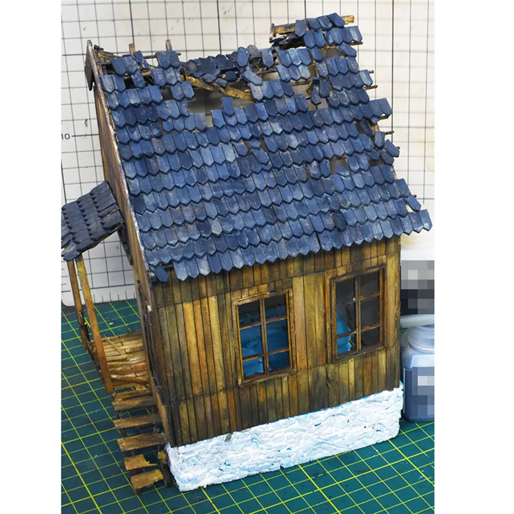 1/35 рваные европейскый деревянный дом No.1 модель DIY войны военные строительные